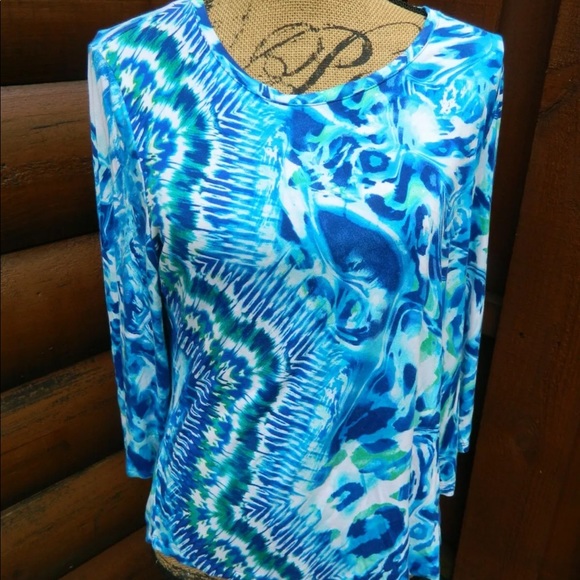 Chico’s beautiful blues top, Size 2 - Picture 1 of 6